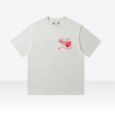 Creamy White “Angel and Devil” Hearts T-shirt